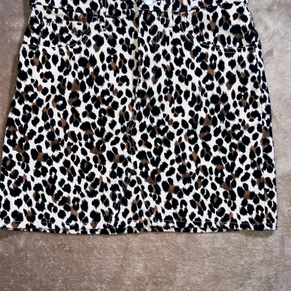 Old Navy Girls XL (14/16) Leopard Corduroy High Waist Midi Preppy Pencil Skirt
